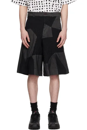 Comme des Garçons Short noir en gabardine à patchwork
