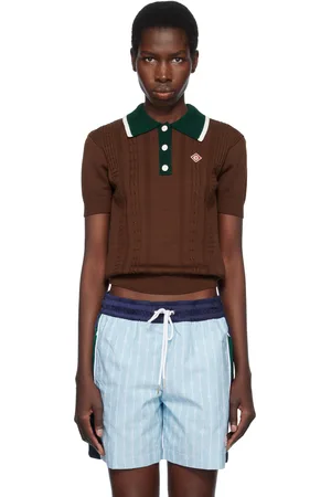 Casablanca Polo brun en tricot câblé