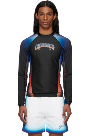 Casablanca T-shirt de style maillot dermoprotecteur noir à motif dégradé