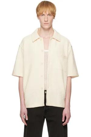 WOOYOUNGMI Chemise à manches courtes blanc cassé en tissu éponge