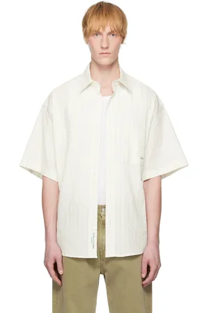 WOOYOUNGMI Chemise à manches courtes blanc cassé à rayures