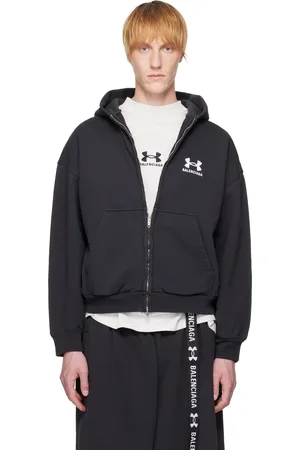 Balenciaga Pull à capuche noir à glissière édition Under Armour