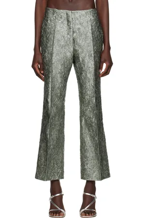 DRIES VAN NOTEN Pantalon écourté vert en viscose