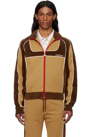 Casablanca Blouson de survêtement brun et beige à panneaux en chenille