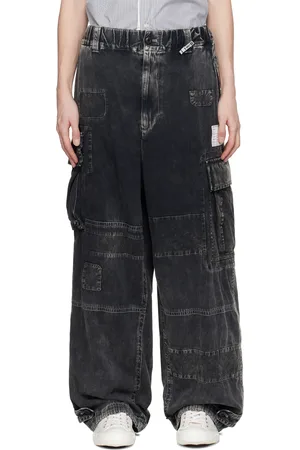 Maison Mihara Yasuhiro Pantalon cargo noir à patchwork