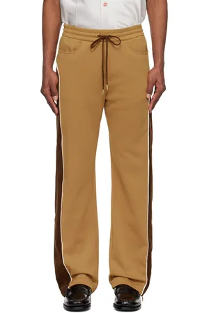 Casablanca Pantalon de survêtement brun et beige à panneaux en chenille