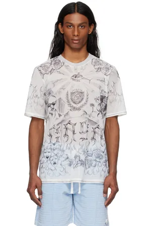 Casablanca T-shirt gris en filet à images de tatouages