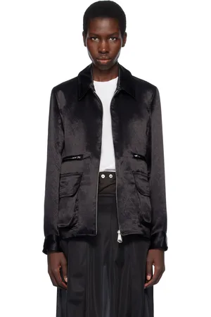 Comme des Garçons Blouson réversible noir en acétate à intérieur à volants