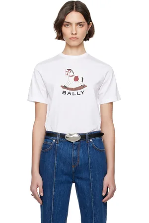 Bally T-shirt blanc à image de cheval à bascule par Beni Bischof