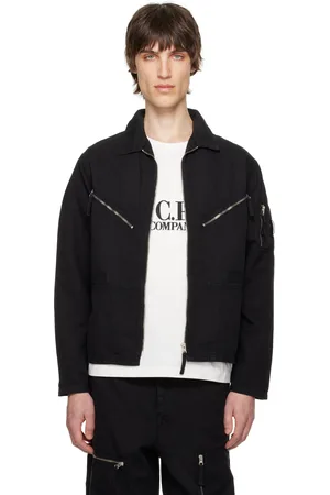 C.P. Company Surchemise noire en coton et lin à glissières
