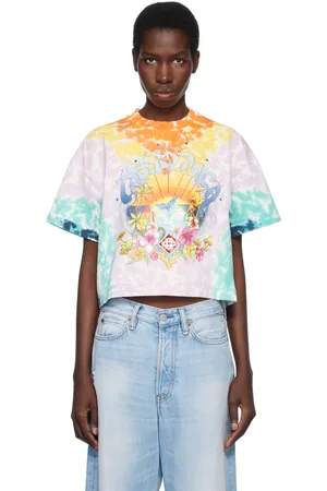 Casablanca T-shirt multicolore à motif tie-dye et à image