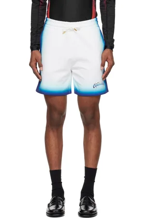 Casablanca Short de survêtement blanc et bleu à motif dégradé