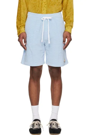 Casablanca Short bleu en velventine à rayures