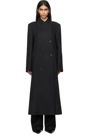 Rohe Manteau gris à double boutonnage et à col replié