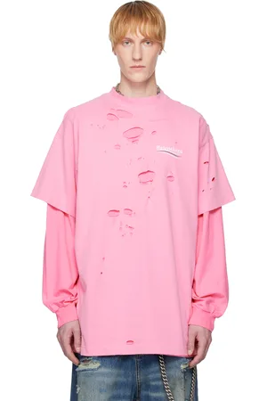 Balenciaga T-shirt à manches longues étagé rose à logos Political Campaign