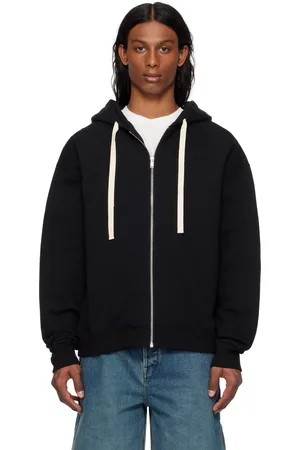 Jil Sander Pull à capuche noir à glissière
