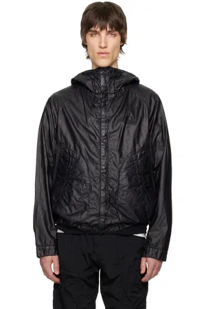 C.P. Company Blouson noir en lin ciré à verres