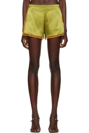 DRIES VAN NOTEN Mini short vert en soie