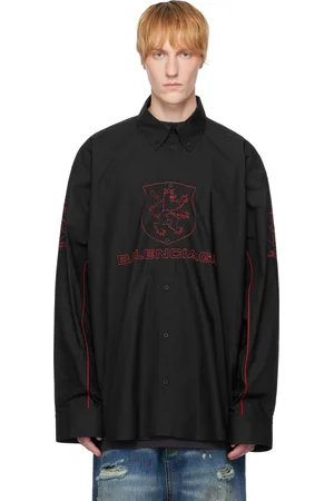 Balenciaga Chemise noire à images à logo brodées