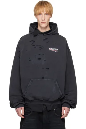 Balenciaga Pull à capuche étagé noir à logos Political Campaign