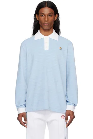 Casablanca Polo bleu en velventine à rayures