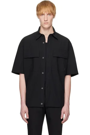 WOOYOUNGMI Chemise à manches courtes noire à poches à rabat