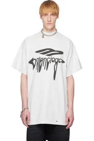 Balenciaga T-shirt blanc cassé à logo 3B à effet liquéfié
