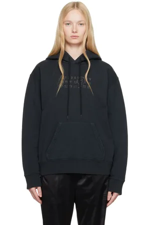Maison Margiela Pull à capuche de survêtement noir en jersey bouclette