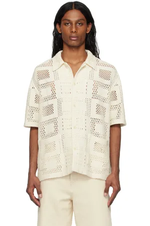 Solid Chemise blanc cassé en tricot à mailles ouvertes