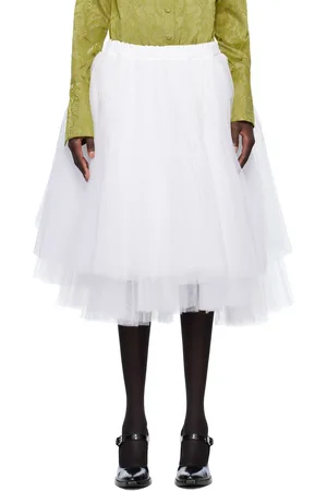 Comme des Garçons Jupe midi blanche en tulle de nylon