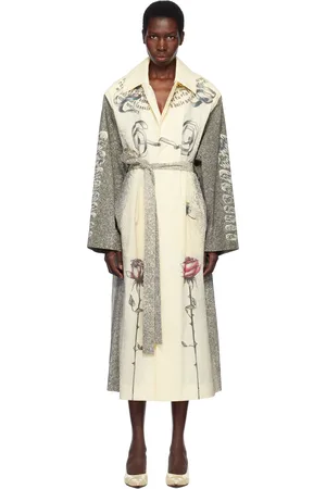Jean Paul Gaultier Trench blanc cassé à images de style tatouage