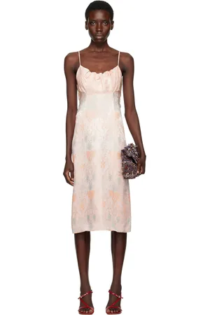 DRIES VAN NOTEN Robe midi rose à motif fleuri en jacquard
