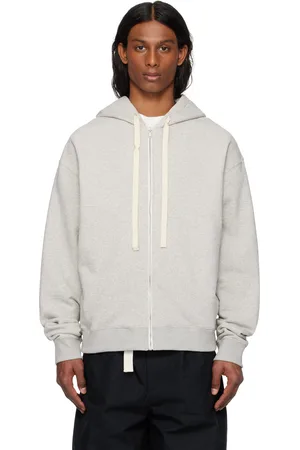 Jil Sander Pull à capuche gris à glissière