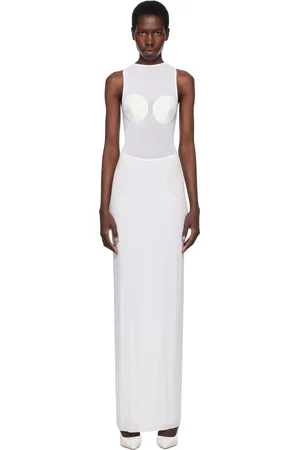 Jean Paul Gaultier Robe longue blanche à bonnets coniques
