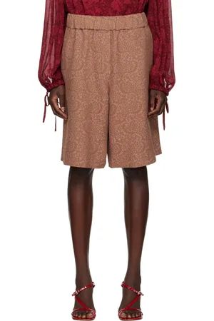 DRIES VAN NOTEN Short brun à motif fleuri en jacquard