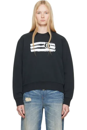 Maison Margiela Pull molletonné de survêtement noir en jersey bouclette