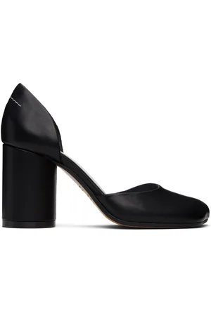 Maison Margiela Chaussures décolletées à talon noires en cuir lustré tanné au végétal
