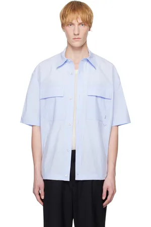 WOOYOUNGMI Chemise à manches courtes bleue à poches à rabat