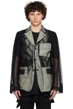 Comme des Garçons Veston noir en tulle de nylon et en sergé de coton