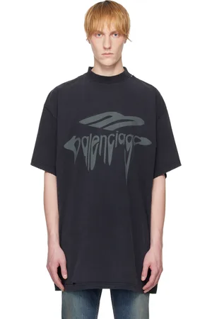 Balenciaga T-shirt noir à logo 3B à effet liquéfié