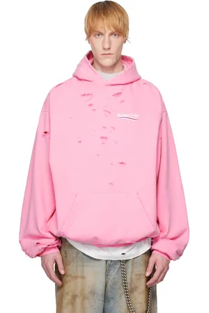 Balenciaga Pull à capuche étagé rose à logos Political Campaign