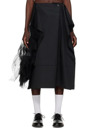 Tao & friends Jupe midi noire en canevas et en tulle de nylon