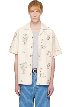 Drôle de Monsieur Chemise beige à motif Country Club brodé