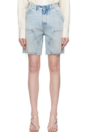 Maison Margiela Short bleu à bords bruts