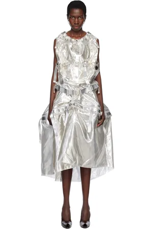 JUNYA WATANABE Robe midi argentée en organdi de polyester lamé