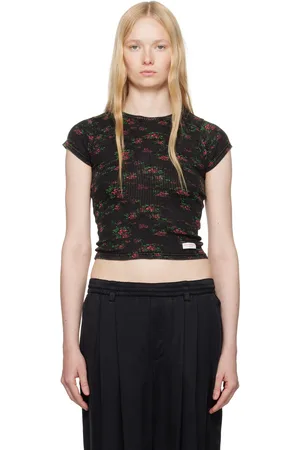 Alexander Wang T-shirt noir à motif fleuri imprimé et à encolure arrondie