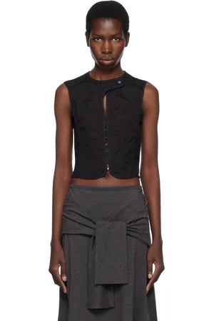 OUR LEGACY Gilet de style corset noir en popeline
