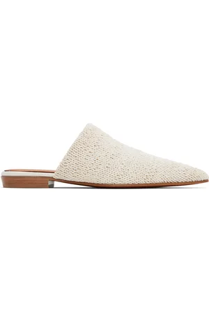 Alexander McQueen Mules blanc cassé en tricot de cuir - Birdee