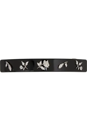 Shushu/Tong Barrette noire à ornements floraux à zircones cubiques édition YVMIN