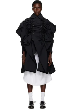 Tao & friends Manteau noir en laine froide et polyester teints en fil